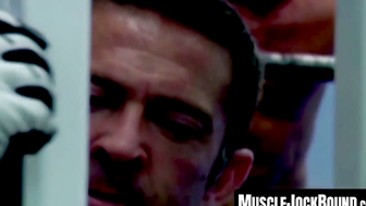 MuscleJockBound.com - Inked hunk choked and dominated in a rough BDSM match, defeated