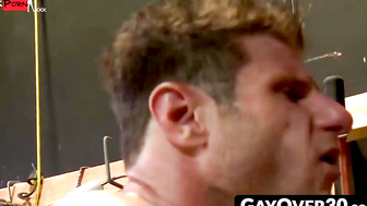 GayOver30.com - Sexy hunks Alessio and Luke have rough sex in a storage room