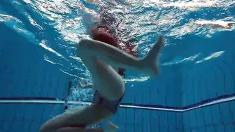 Gigantic melons 18 Liza Bubarek swimming nude into the pool