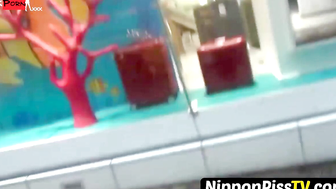 NipponPissTV.com - Japanese teen peeing until the whole floor is wet in public restro