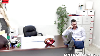 Kyaa Chimera teaches Mike Mancini some naughty office etiquette