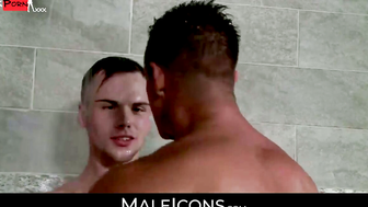Hit porn video – MaleIcons.com - Horny twink Lucca sucks and beats beefy coach Rock's penis with skill