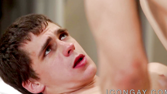 Mature gay teaches youngster how to fuck in the locker room