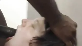 Throat fucking into the toilet