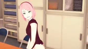 3D ANIME Sakura Masturbates at the Edge of the Table