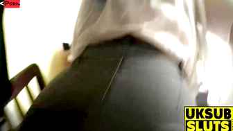While Watching porn video – UKSubSluts.com - Big ass MILF's huge tits and rough penetration on floor
