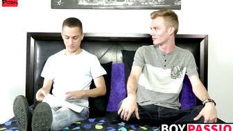 Twink Payton Connor plays with his massive schlong after the interview