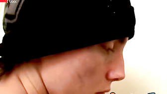 Skinny cute straight thug jerks off and cums on himself