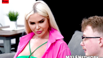 Nerdy Parker Ambrose plays tits while drilling the wet pussy of blonde Lilly Hall