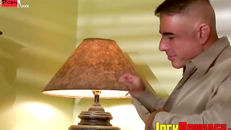 Tattoed jock Nick Moretti roped Tyler Saint to the bed and bound his balls