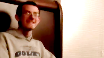 Two amateur freaks jerk off together in a cheap motel room