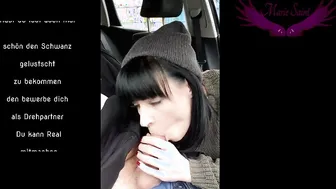 Big Titted German cunt with mouth Sucking Off Cock Inside Vehicle But Getting Caught