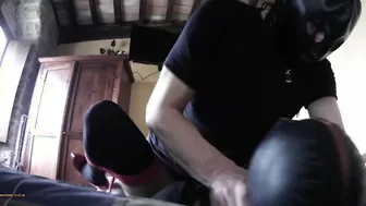 bound up and roughly screwed on tights and red high