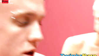 Skinny twinks bareback drill after deep and intense blowjob