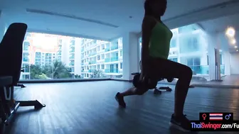 eastern amateur barely legal girlfriend’s gym workout and Hot sex after