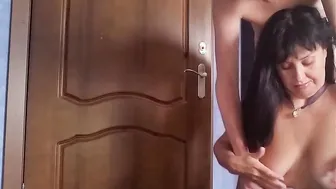 Russian whore blows a latex penis shows her anal holes and takes