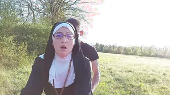 Sinful nun dilates her booty at the end of the
