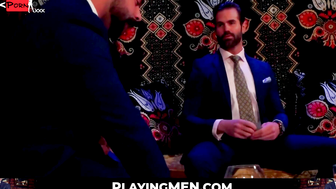 PlayingMen.com - Classy executives enjoy sloppy oral sex after playing cards with hea