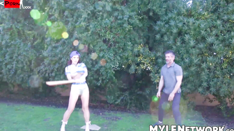 Learn porn video – MILF Bianca Burke wants to learn to play baseball but first she needs to ease her cra