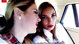 Two naughty girls having fun in Uber 134