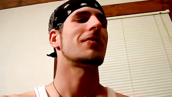 Hardcore stroking and smoking session on the couch by straight buddies Chain and Benz