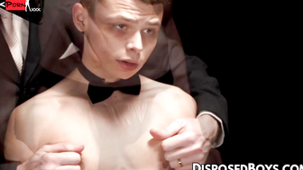 Hot Austin Young spreads legs in a passionate dildo fucking with suited Legrand Wolf