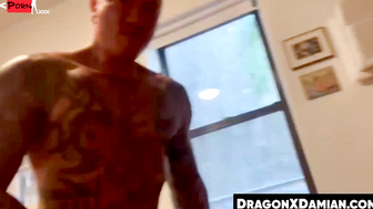 Beefy dudes Santino Cruz and Damian Dragon flip fucked one another