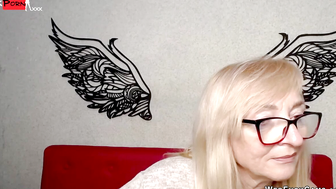 Blonde amateur mature with glasses