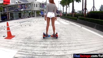 Hoverboard play with big ass Asian GF