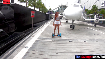 Hoverboard play with big ass Asian GF