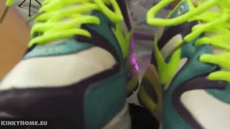 Boned with Her Sneakers - Devils Pedicure inside Nikes