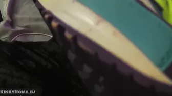 Boned with Her Sneakers - Devils Pedicure inside Nikes