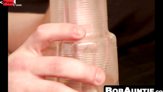 BobAuntie.com - Horny dude records himself jerking off with fleshlight vigorously