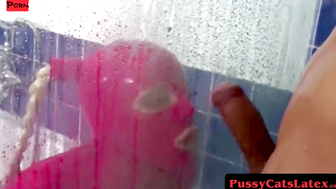 PussyCatsLatex.com - Latex-clad vixen's blowjob and ride to a messy facial