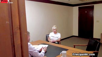 Office desk hammering of curvy cougar