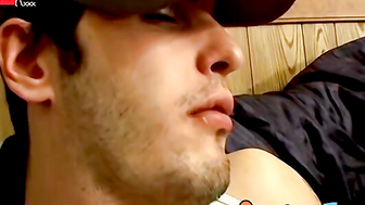 Inked straight amateur playing with his big hairy cock