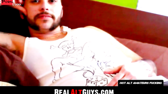 RealAltGuys.com - Bearded male tranny takes a giant cock in his pussy POV and shoots