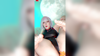 MollyRedWolf - Cyberpunk Lucy Teen Cosplay Self Foot Worship And Knotted Dildo Solo M