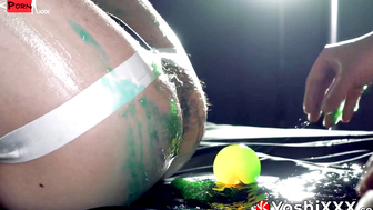 Jin Ueo and Yoshi Kawasaki indulge into slime play and fill each others assholes with