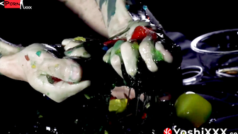Jin Ueo and Yoshi Kawasaki indulge into slime play and fill each others assholes with