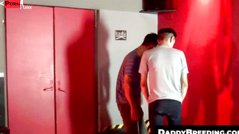DaddyBreeding.com - Twink got caught by daddy while wanking and takes a bareback poun