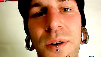 Tattooed and pierced straight amateur plays with cock solo
