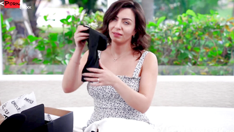 Hot milf Alina Angel spreads and plays with her pussy during the interview