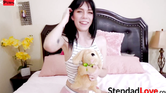 Petite teen Leda Bear sucked big dick and pounded by stepdad