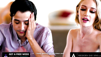 MODERNDAY SINS Emma Starletto Takes a painfully Tight, Hung Delivery Guy During a Study Session That Gets Very REAL!