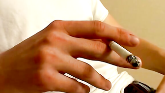 Gentle cock stroking and a stick of cig is all that horny Kenny Crusoe wanted