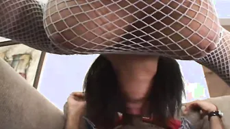 Two men ruin this little Hot Teenie Skank