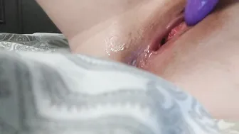 Toy inside a tight and soak twat
