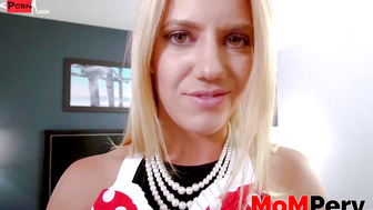 Blonde stepmom shows how POV reverse cowgirl looks like