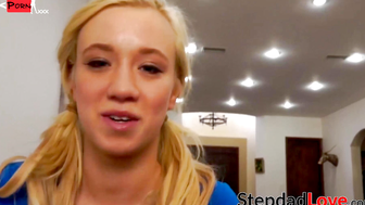 Cute stepdaughter bangs dad and swallows his thick load too